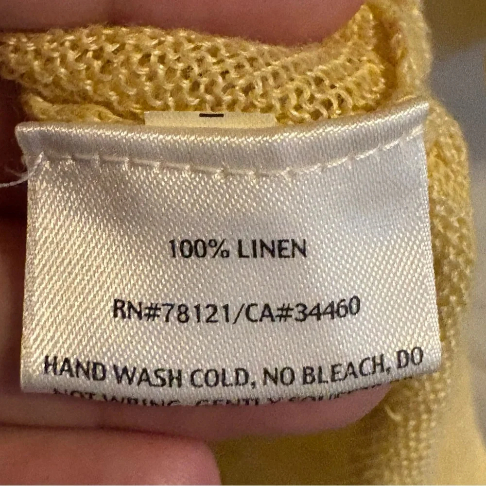Eileen Fisher Sweater Sz Small Linen Tunic Oversized V-Neck Dolman Sleeve Yellow